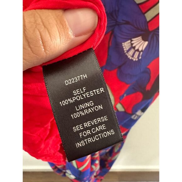 Aakaa Long Sleeve Red Blue Floral Bright Colorful Maxi Dress Size Medium - Picture 8 of 9